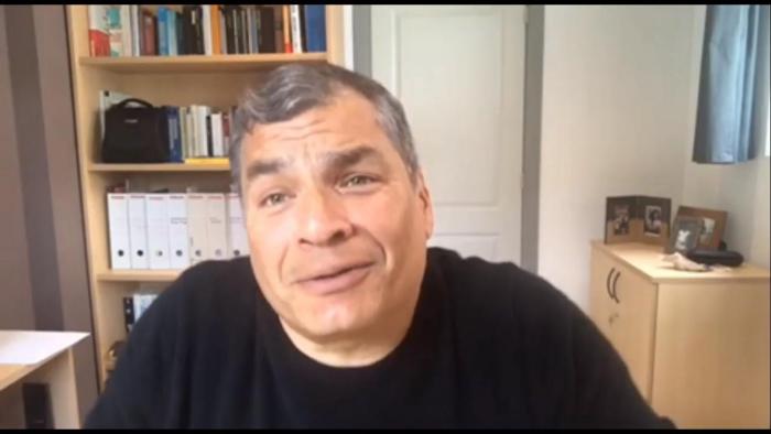 Rafael Correa en un programa por la libertad de Jorge Glas.