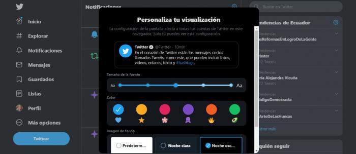Twitter modo oscuro