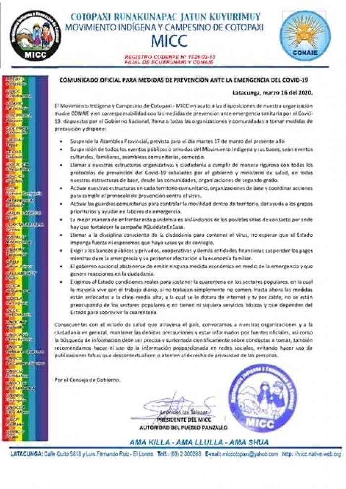 COMUNICADO MICC
