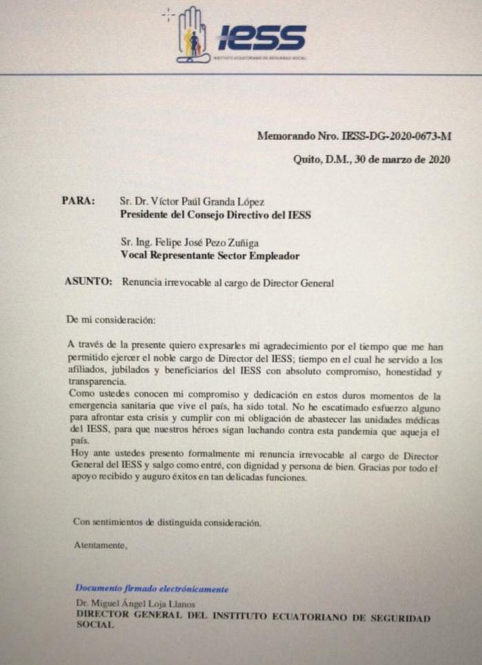 loja renuncia