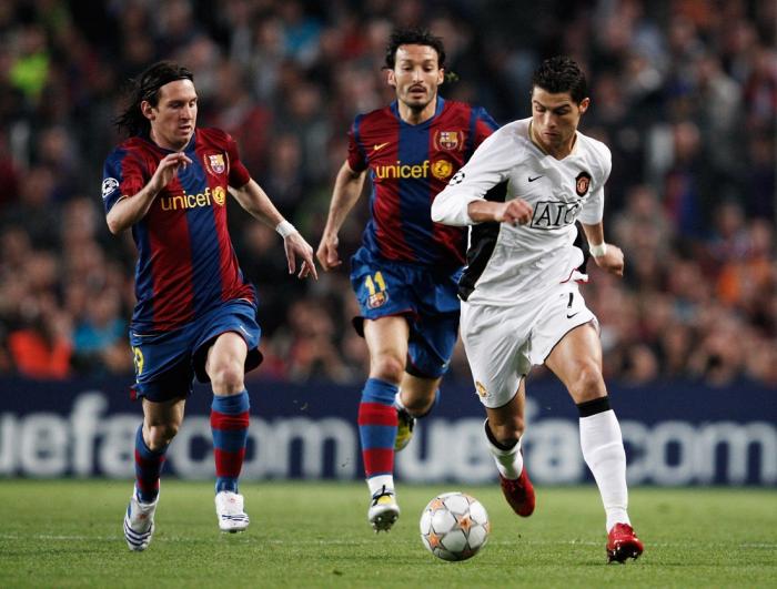 Messi, Zambrotta y Ronaldo