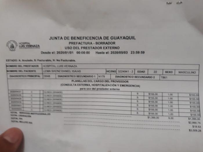 Factura de Daniel Lema