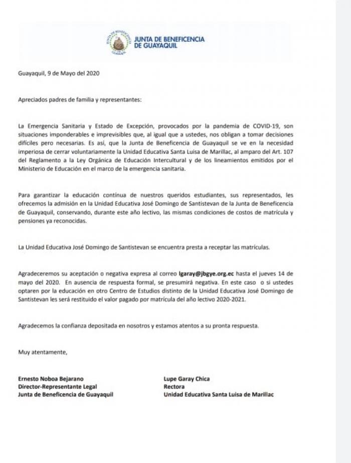 comunicado para los padres de familia