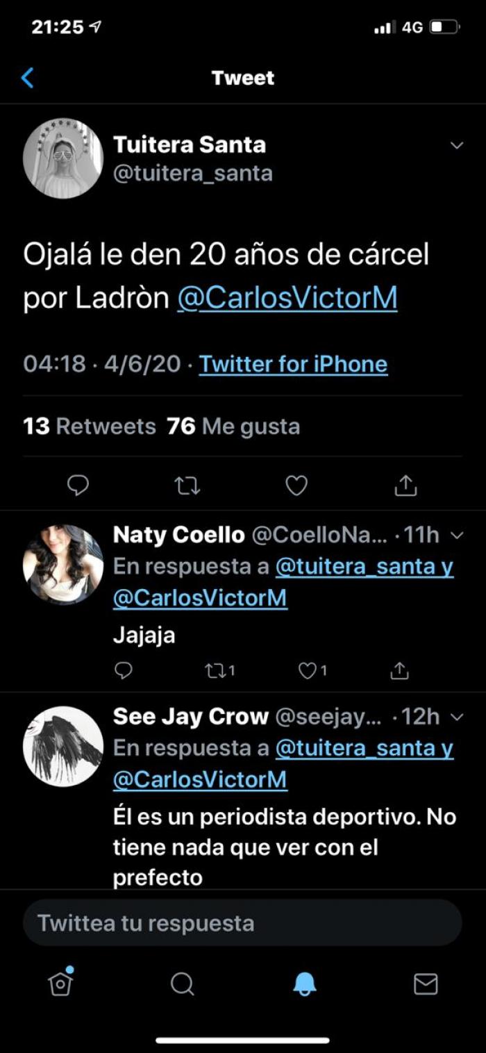 Comentarios en contra de Carlos Víctor