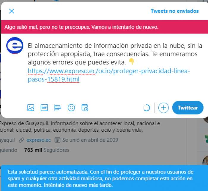 Twitter fallo