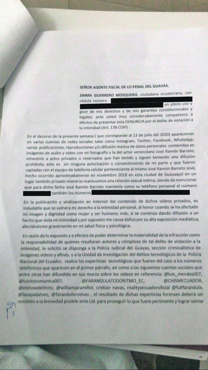 Denuncia de Emma Guerrero.