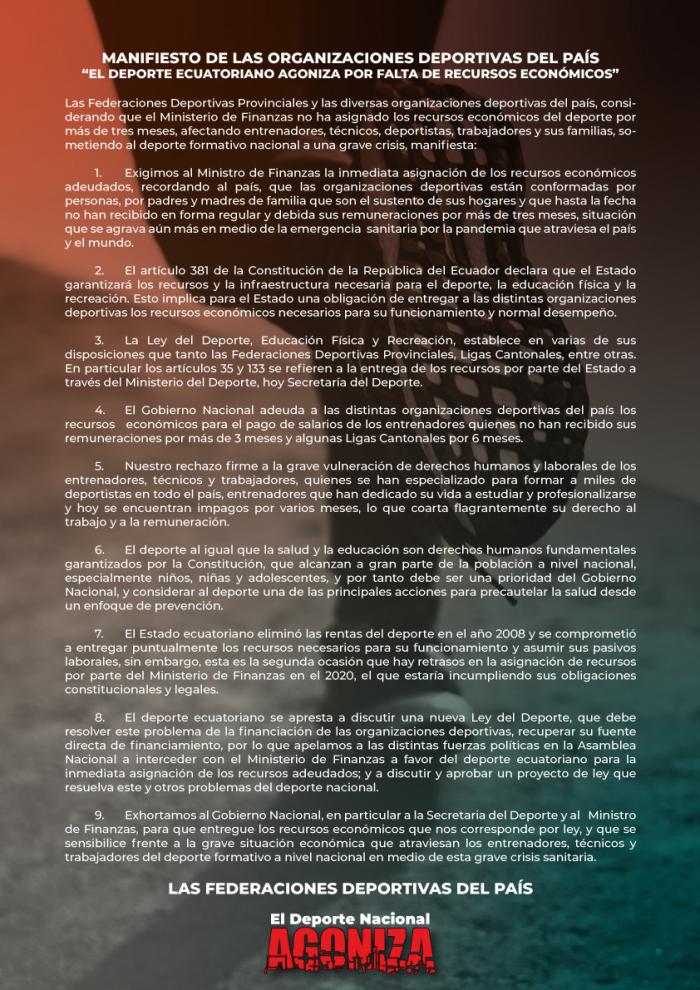 Manifiesto-Federaciones-Deporte-Ecuador-crisis