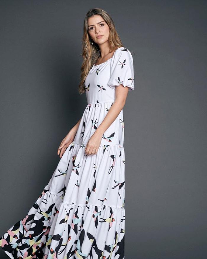 Vestido con estampado de golondrinas