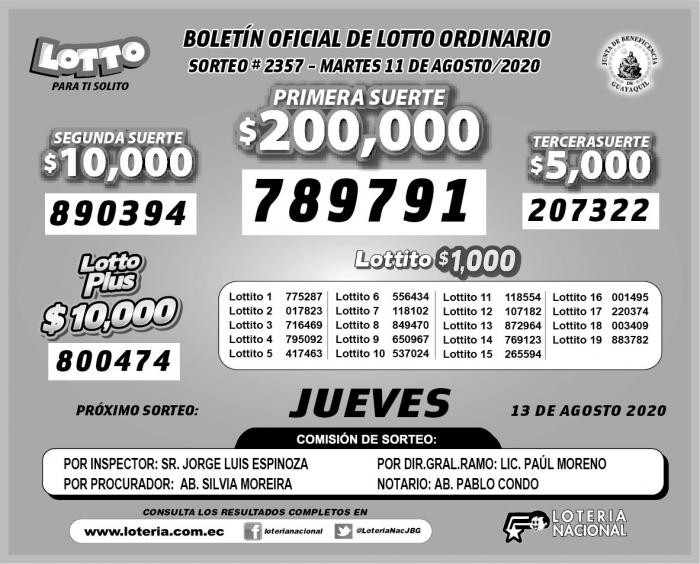 lotto 11 de agosto