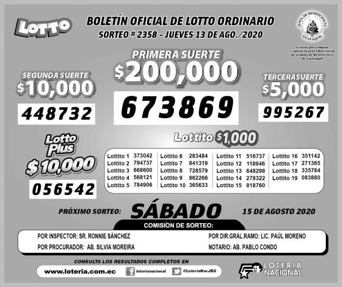 lotto 13 de agosto