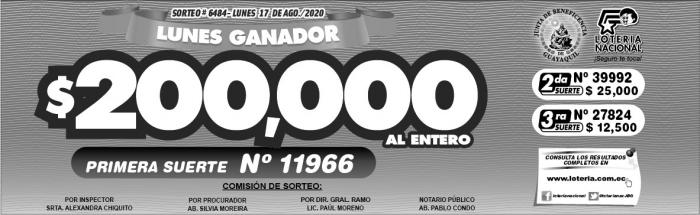 lunes 17 de agosto loteria