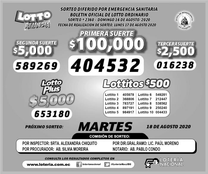 domingo 16 de agosto lotto