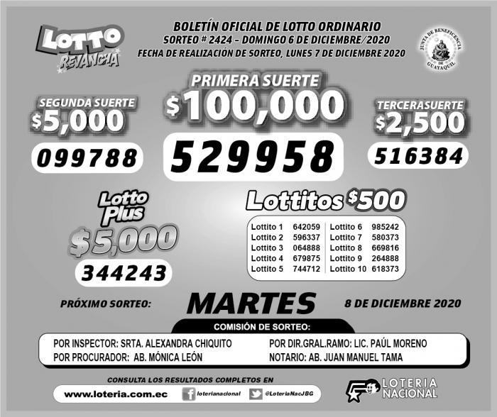 lotto domingo 6 de diciembre