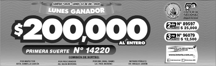 loteria lunes 14 de diciembre