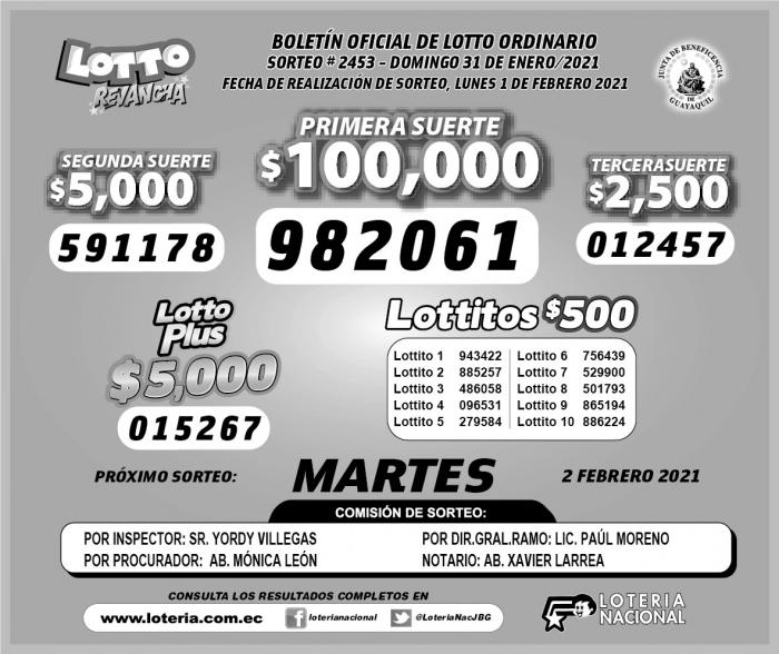 lotto domingo 31 de enero