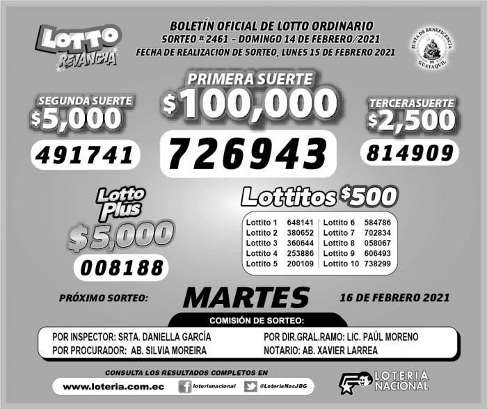 LOTTO 14 DE FEBRERO