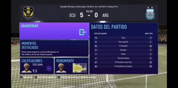 Las estadísticas de la final de vuelta.
