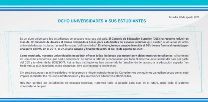 comunicado universidades