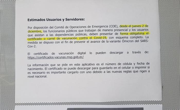 Carnet de vacunación_Requisito en entidades públicas