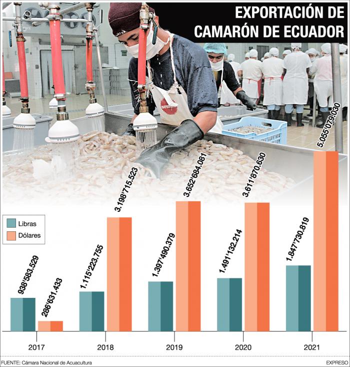 cuadro de exportación camarón 2021
