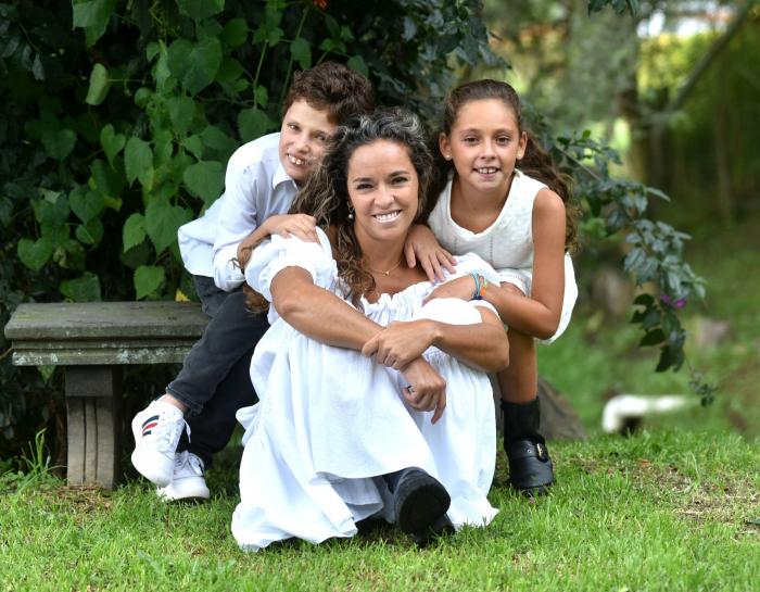 Con sus hijos Lucas e Inés