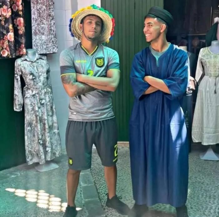 Los futbolistas Diego Almeida y Robert Arboleda en Marruecos.