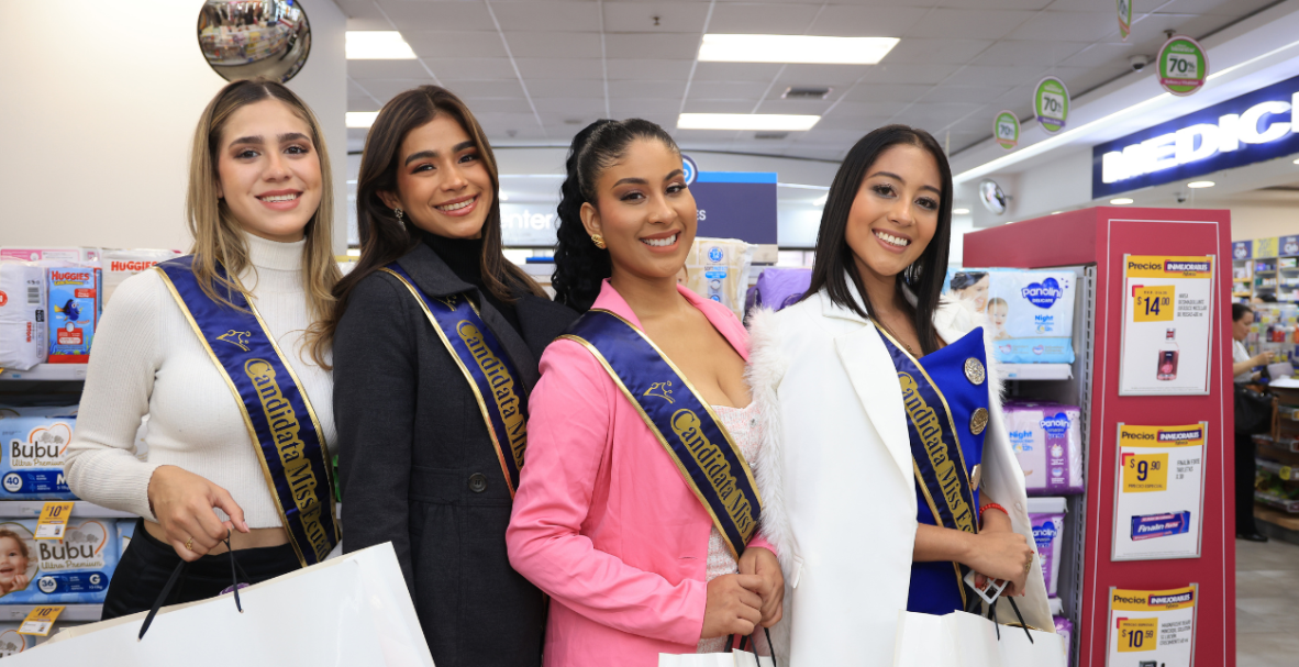 Candidatas a Miss Ecuador 2025 visitan Fybeca del Portal (Quito)