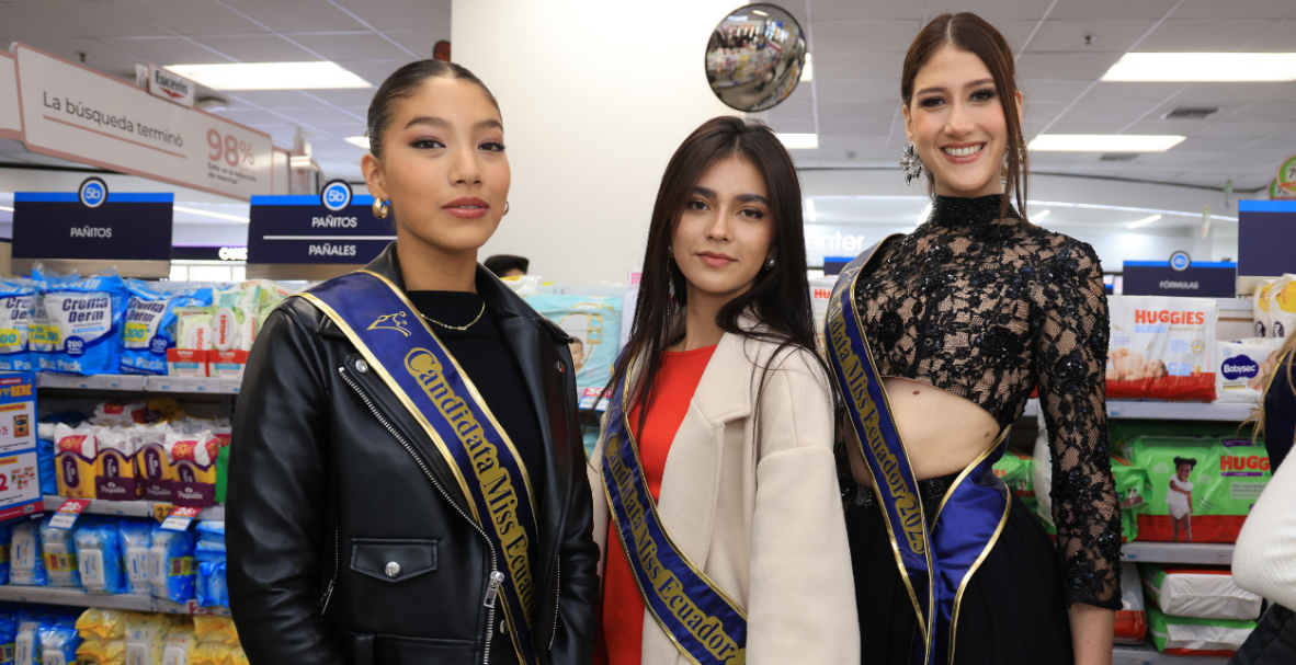 Candidatas a Miss Ecuador 2025 visitan Fybeca del Portal (Quito)