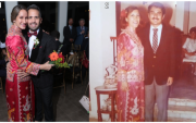 IIsabel y Renato (foto 1). Ella lució el mismo vestido que usó su mamá, Victoria León, cuando se casó con su padre, Renato Del Campo (foto 2).
