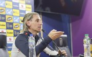 Sebastián Beccacece durante la rueda de prensa de este martes 19 de mayo en la Casa de la Selección.
