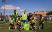 Jugadores del FC Barcelona celebran durante un entrenamiento.