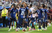 Jugadores de Cabo Verde celebraron el gol de Sidny Lopes Cabral ante Argentina.