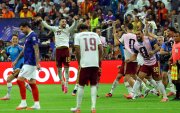Jugadores de la selección española tras el pitazo final del partido ante Francia que terminó 2-0.