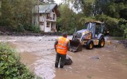 Los trabajos que se hicieron en el pasado en una carretera de Pichincha por desborde de un río, por las fuertes lluvias.