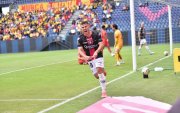 Quintana de Independiente del Valle y su gol ante Aucas.