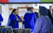 En el albergue San Juan de Dios, un espacio de acogida para migrantes y refugiados venezolanos que recibe asistencia del Programa Mundial de Alimentos (PMA) y de la Oficina del Alto Comisionado de las Naciones Unidas para los Refugiados (ACNUR), en Quito (Ecuador).