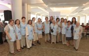 El grupo de voluntarias con su presidenta, María Delia García.