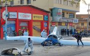 La avioneta Diamond de la Escuela Superior Militar de Aviación (ESMA) Cosme Renella Barbatto que se accidentó en La Libertad, Santa Elena.
