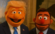 Donald Trump y Daniel Noboa estilo los Muppets de Disney.