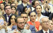 Marcela Holguín, exasambleísta correísta, entre los invitados para la investidura del presidente Daniel Noboa, el 24 de mayo de 2024.