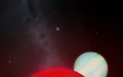 Un planeta gigante orbita una estrella diminuta.