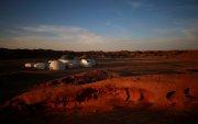 Vista de la base de simulación del Proyecto Espacio-C que simula la vida en Marte en el desierto de Gobi en China.