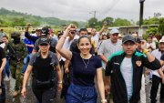 La dirigente y excandidata presidencial, Luisa González, en la campaña de 2025.