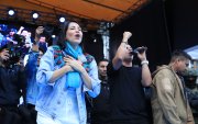 Luisa González, en un acto de su campaña como candidata a la Presidencia.