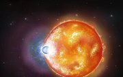 Enana. Ilustración de la fusión estelar caliente que formó la enana blanca ultramasiva -WD 0525+526.