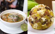 El encebollado (izquierda) y el bolón (derecha) son los platos ecuatorianos que compiten dentro de los cuartos de final en el Mundial de Desayunos.