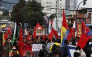 Estudiantes de la Universidad Central del Ecuador protestaron en las calles de Quito, el 16 de septiembre, contra el reciente incremento del precio del diésel.