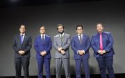 Segundo de la izquierda: Roberto Kury, exdirector de CNT, y Edgar Lama, exministro del MSP en la presentación de CNT Salud+.