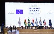 La ceremonia de la firma del acuerdo de libre comercio entre la Unión Europea (UE) y los países del Mercosur.