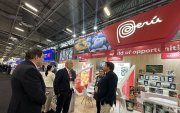 Una feria donde Perú promociona sus productos para exportar.